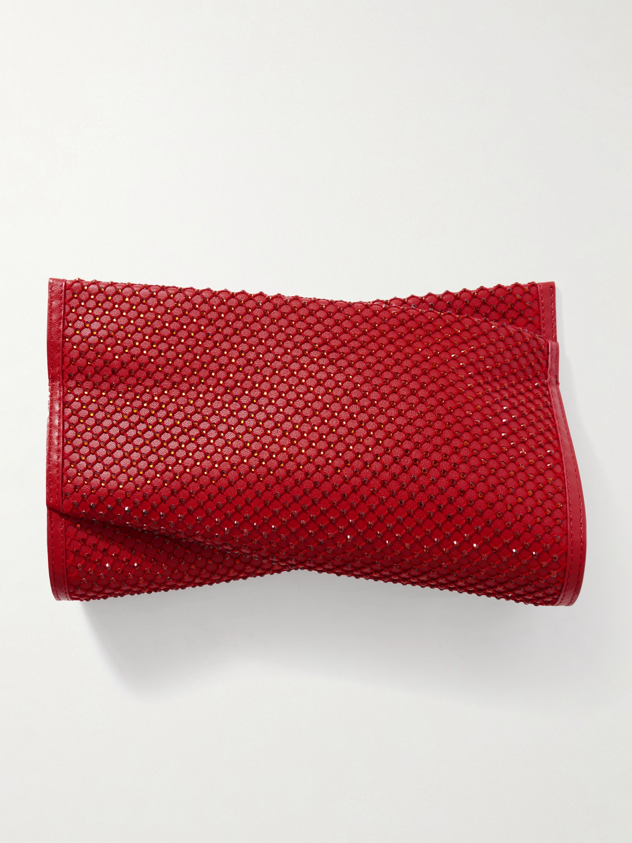 Christian Louboutin Loubitwist Crystal-embellished Leather Clutch In Red