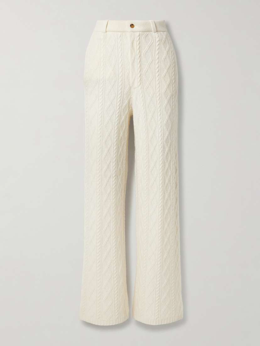Guest In Residence Cable-knit Wool And Cashmere-blend Straight-leg Pants