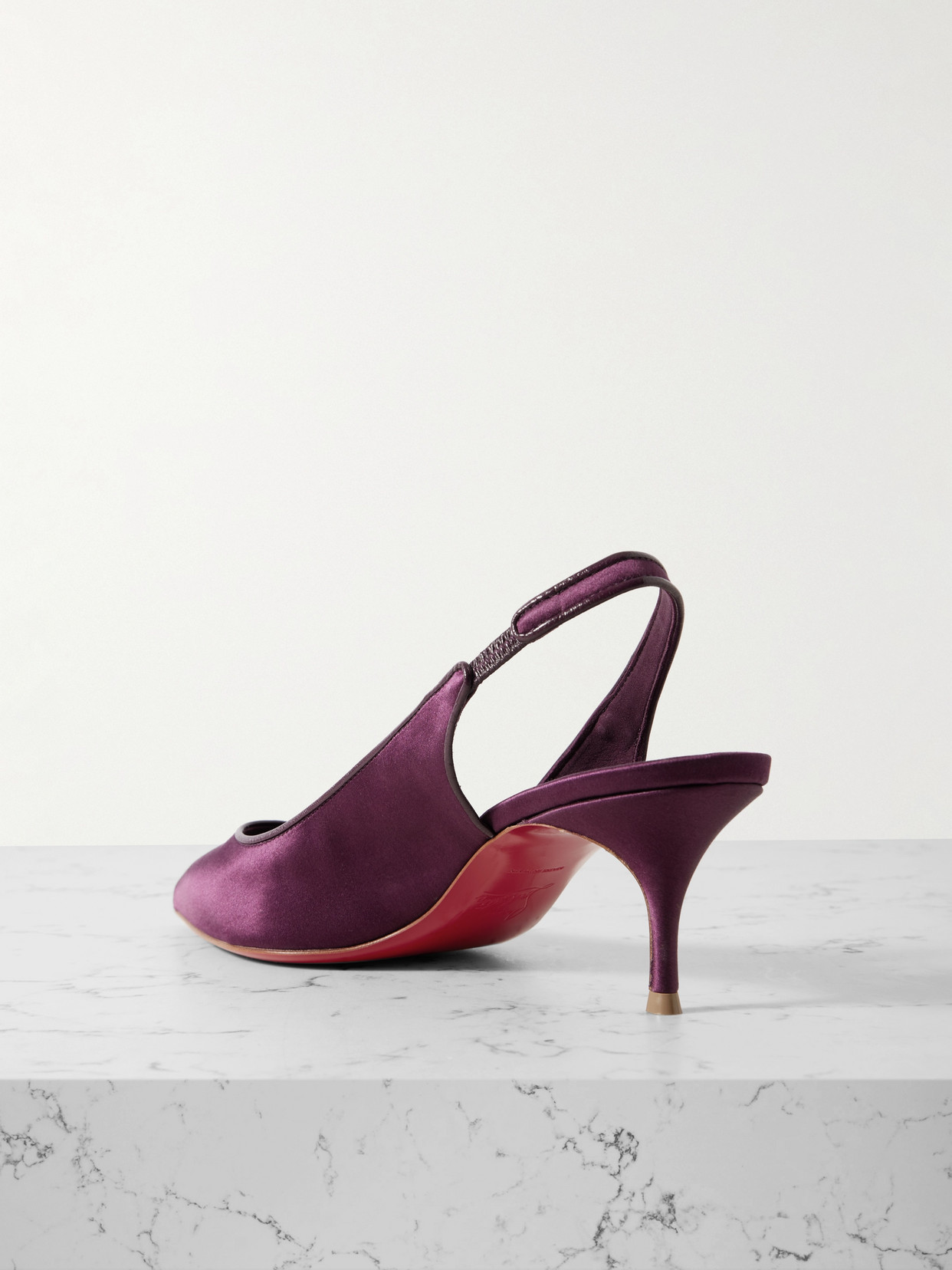 Christian Louboutin Sporty Kate 55 Satin-crepe Slingback Pumps In Purple