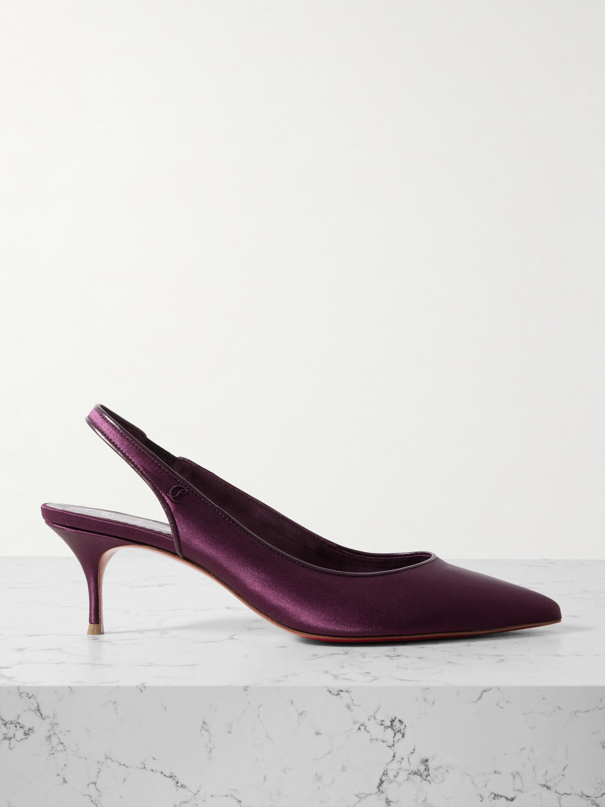 Christian Louboutin - Sporty Kate 55 Satin-Crepe Slingback Pumps - Dark Purple