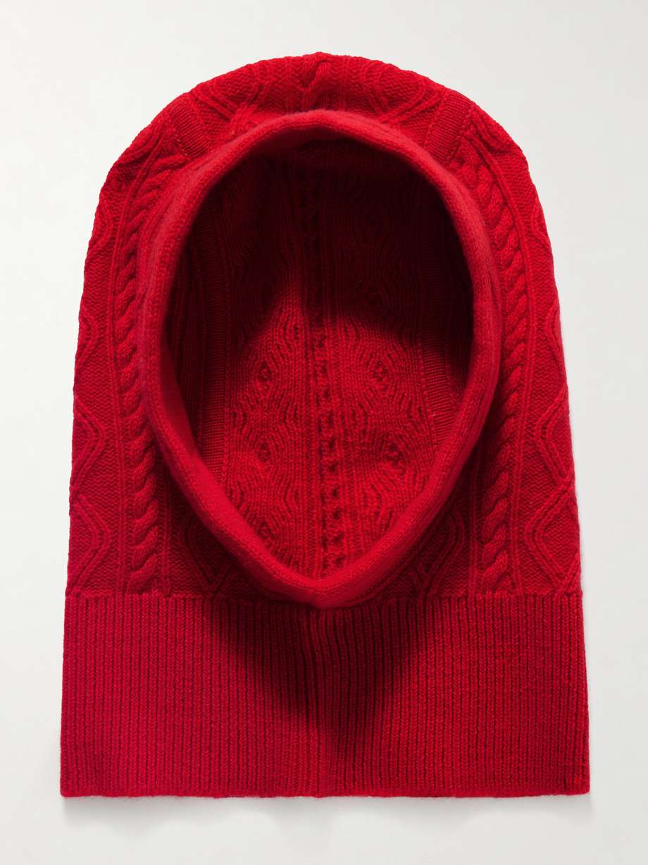 red GUEST IN RESIDENCE Cable-knit wool and cashmere-blend balaclava