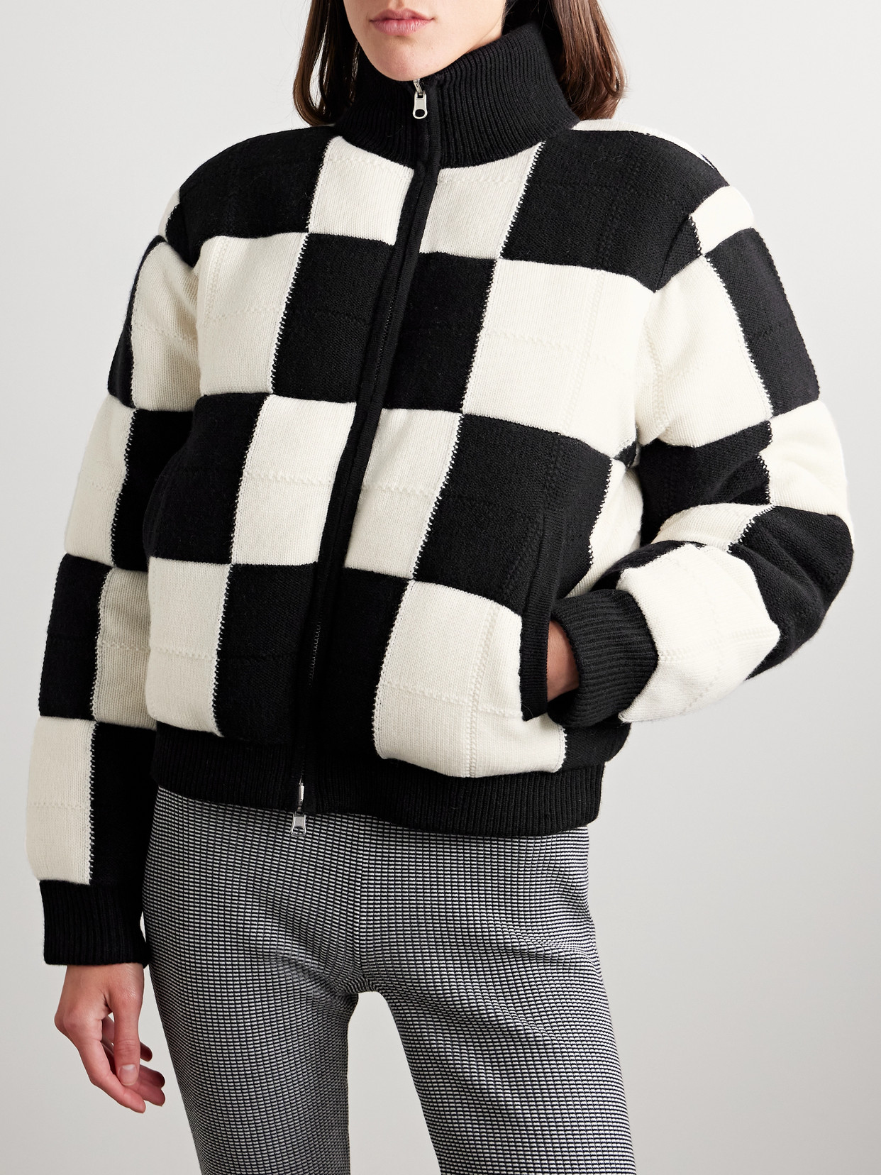 GUEST IN RESIDENCE CHECKED PADDED QUILTED WOOL AND CASHMERE-BLEND JACKET