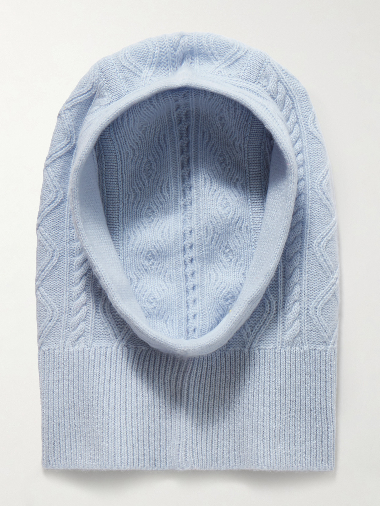 Guest In Residence Cable-knit Wool And Cashmere-blend Balaclava In Blue