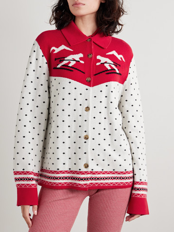 Guest In Residence Downhill wool and cashmere-blend jacquard cardigan