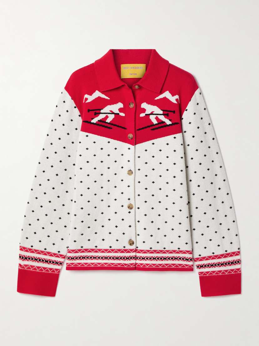 Guest In Residence Downhill Wool And Cashmere-blend Jacquard Cardigan