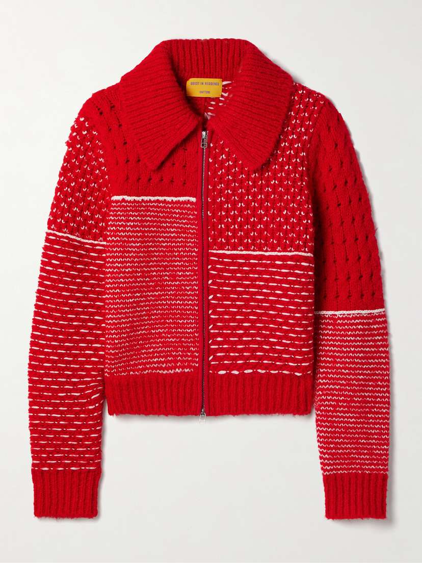 Guest In Residence Cloud Frankie Jacquard And Pointelle-knit Wool-blend Jacket