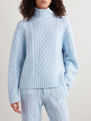 Guest In Residence Cable-knit wool and cashmere-blend turtleneck sweater