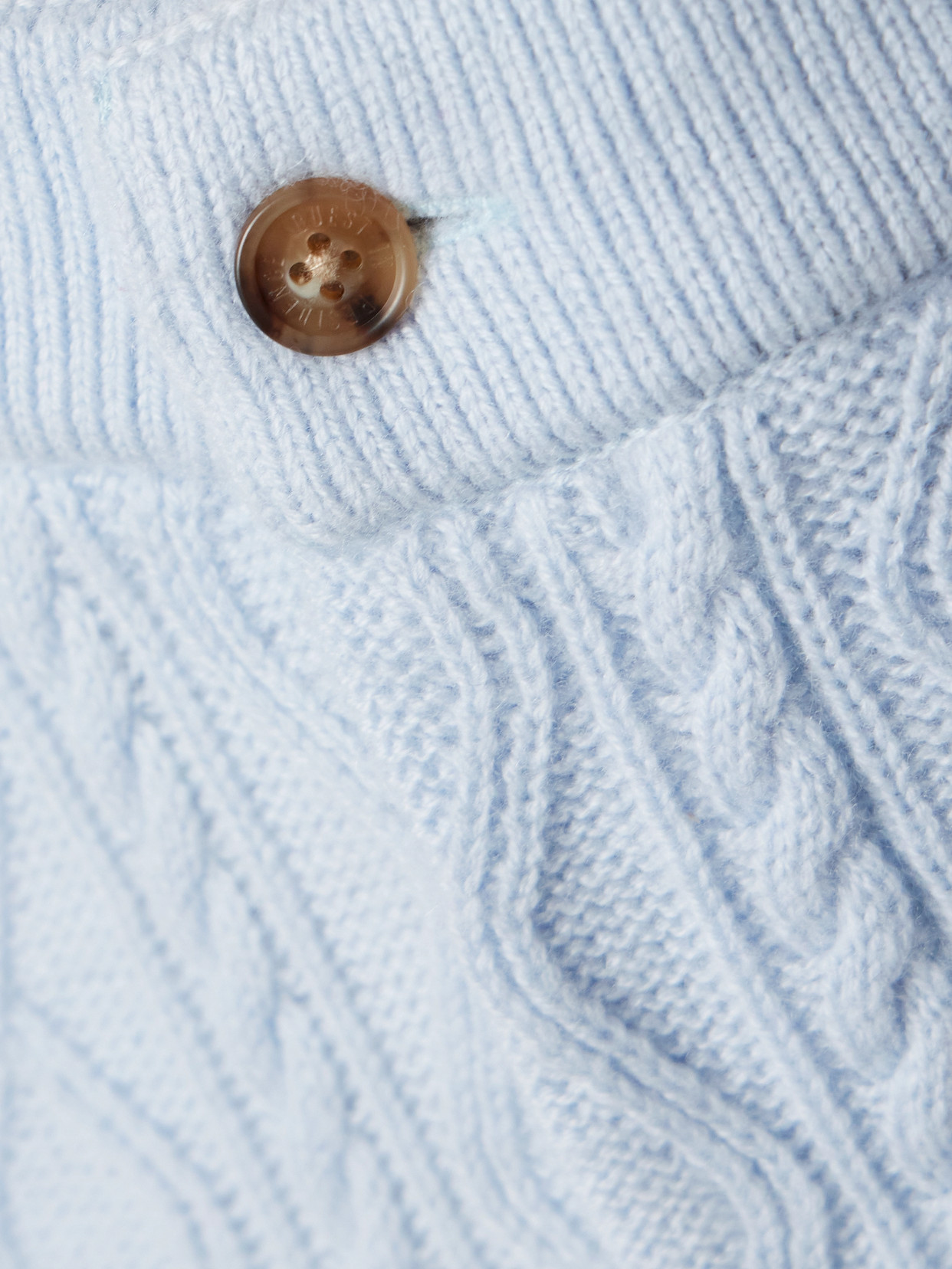 Guest In Residence Cable-knit Wool And Cashmere-blend Straight-leg Pants In Blue