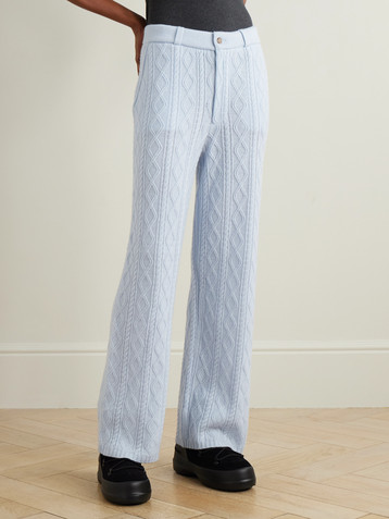 Guest In Residence Cable-knit wool and cashmere-blend straight-leg pants