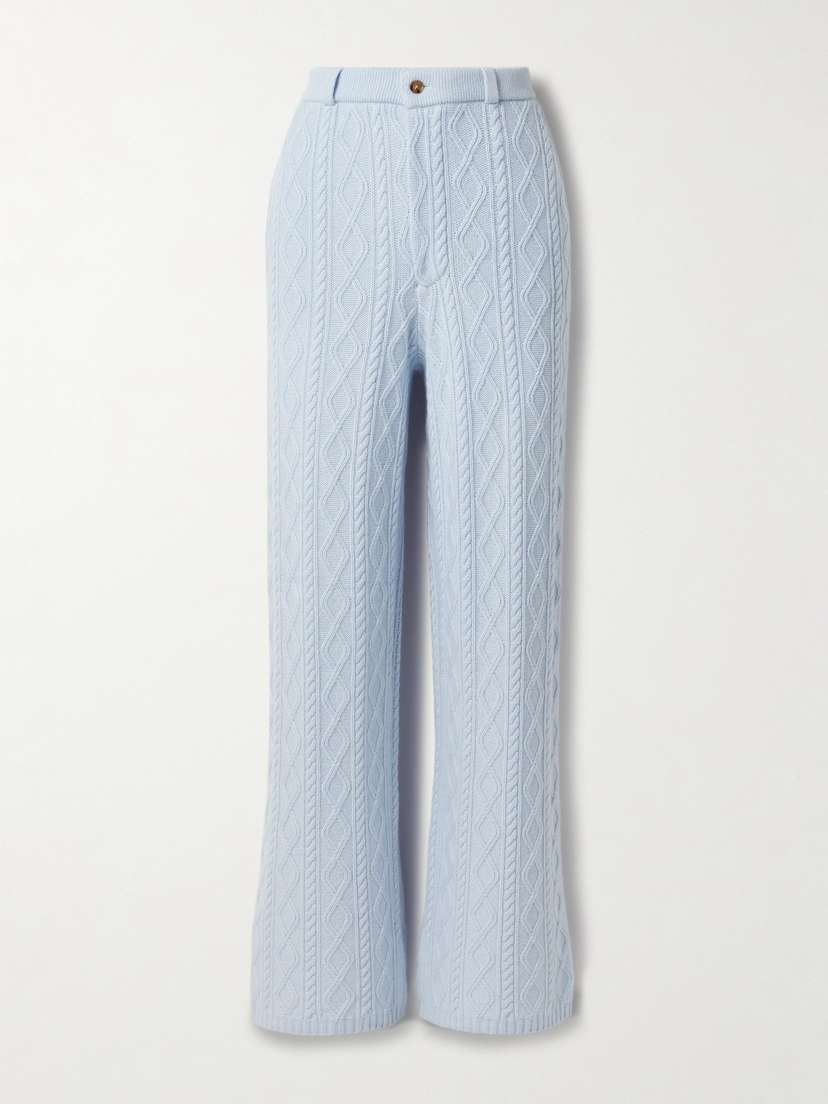 Guest In Residence Cable-knit Wool And Cashmere-blend Straight-leg Pants