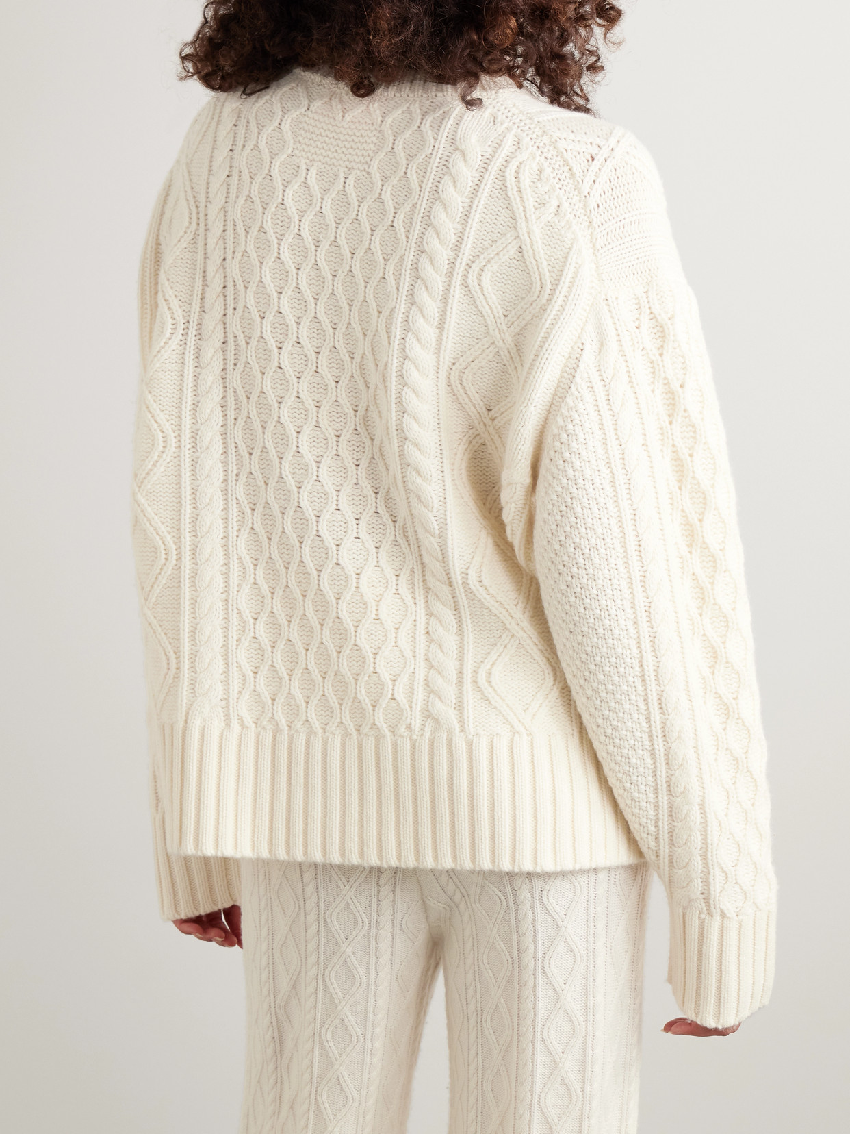 Guest In Residence Cable-knit Wool And Cashmere-blend Turtleneck Sweater In Cream