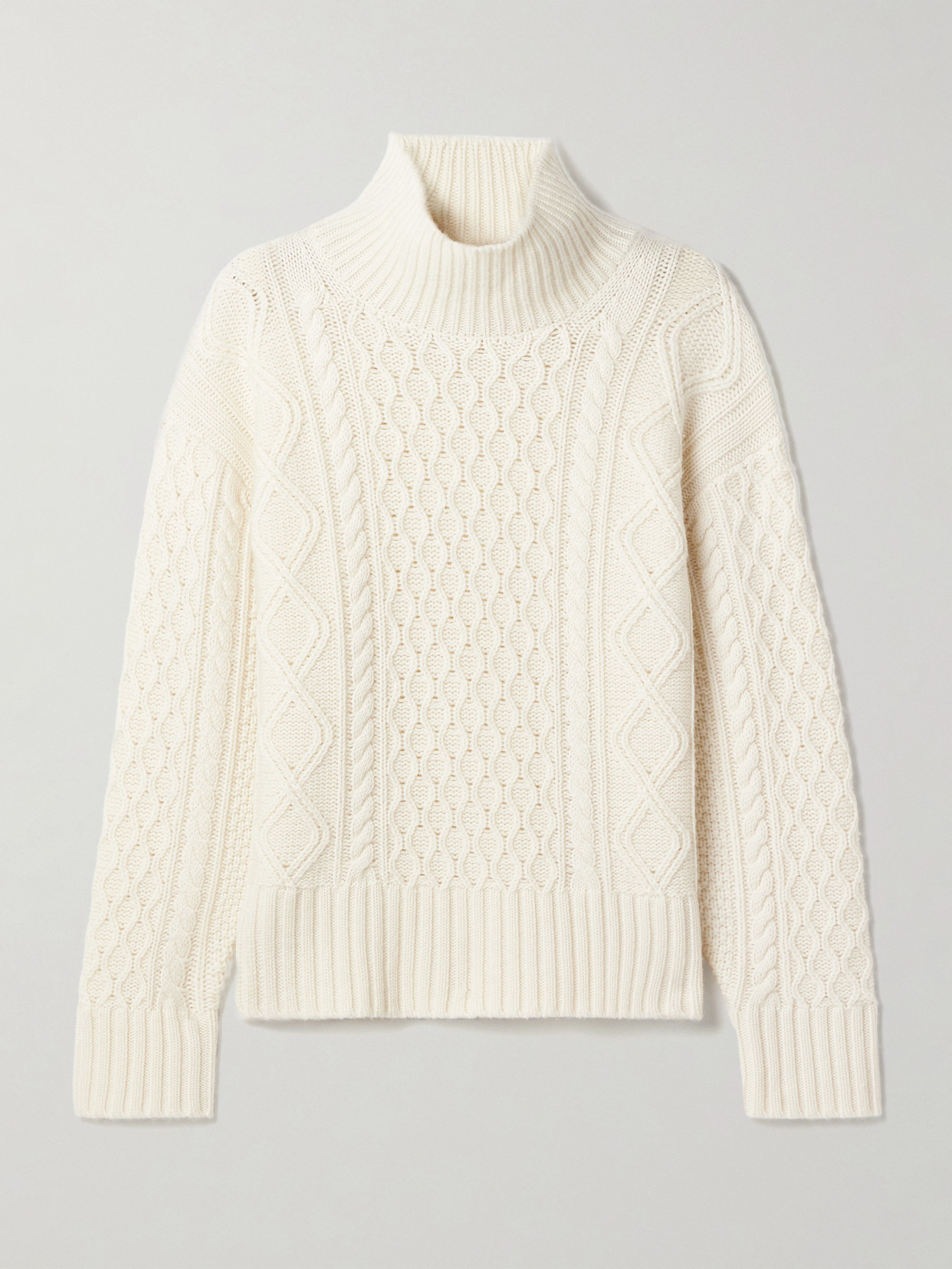 Guest In Residence Cable-knit Wool And Cashmere-blend Turtleneck Sweater In Cream