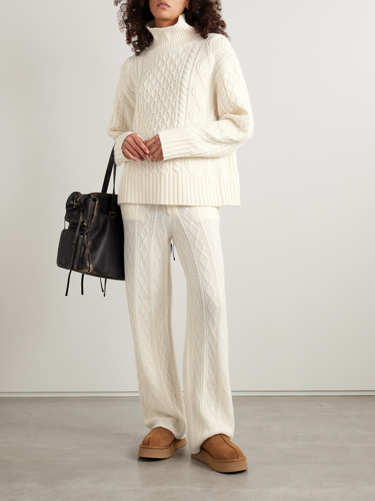 Guest In Residence Cable-knit Wool And Cashmere-blend Turtleneck Sweater In Cream