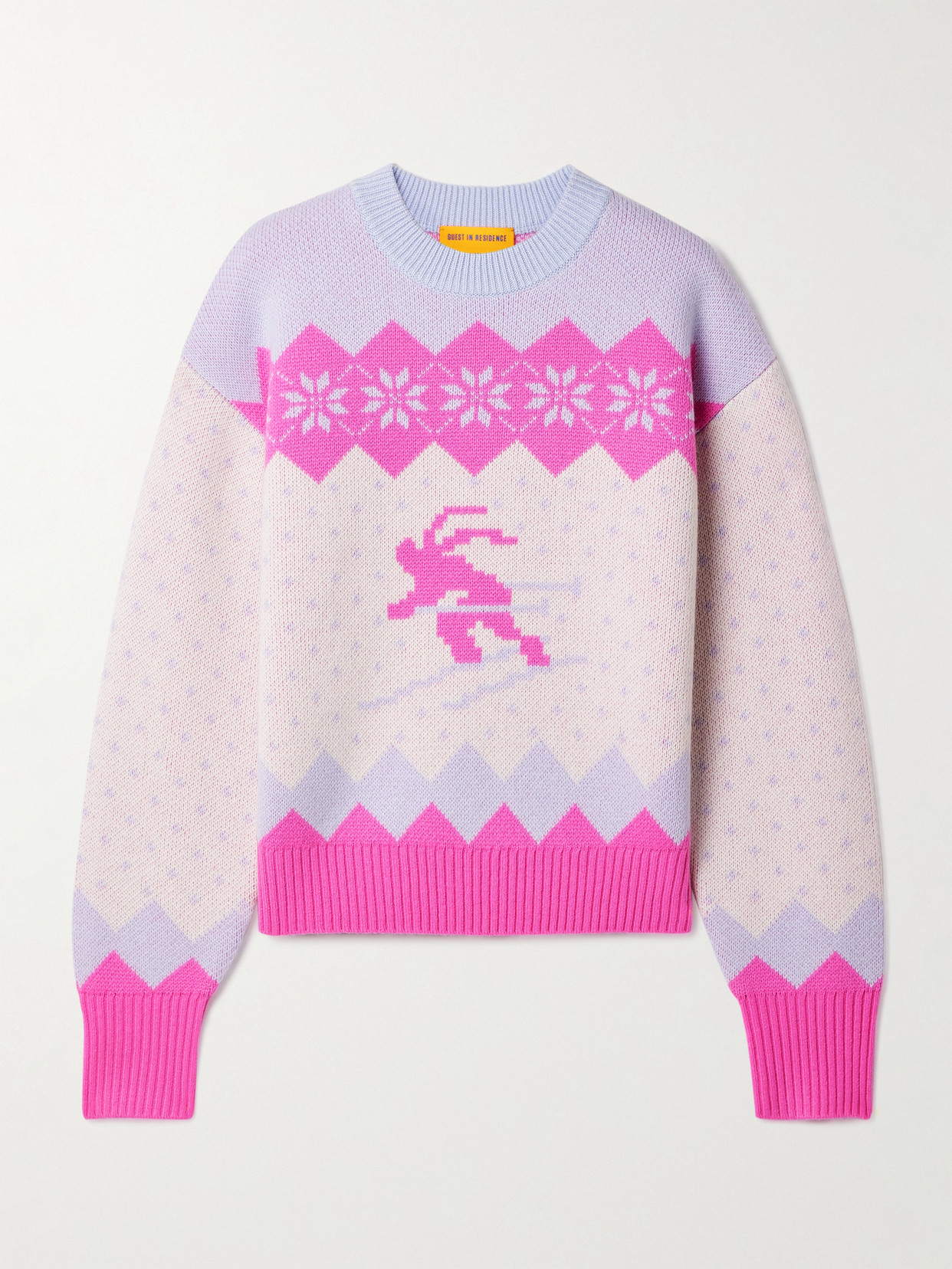 Guest In Residence Downhill Jacquard-knit Wool And Cashmere-blend Sweater In Pink