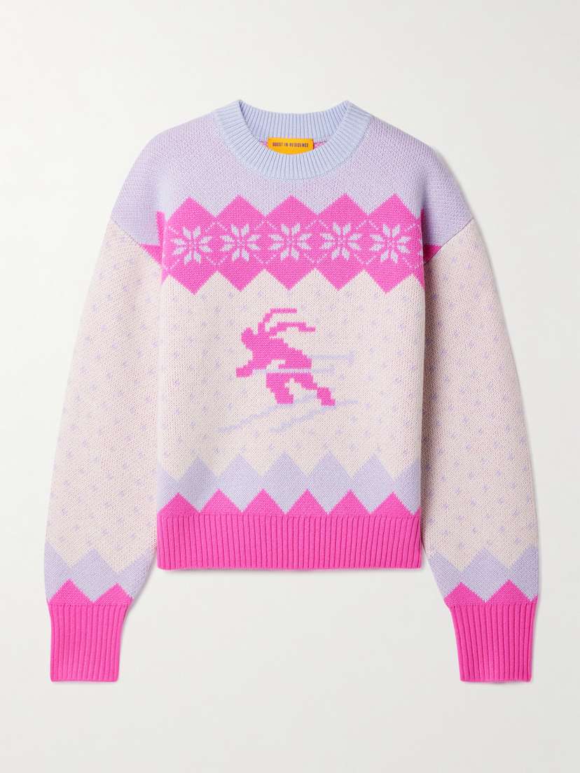Guest In Residence Downhill Jacquard-knit Wool And Cashmere-blend Sweater