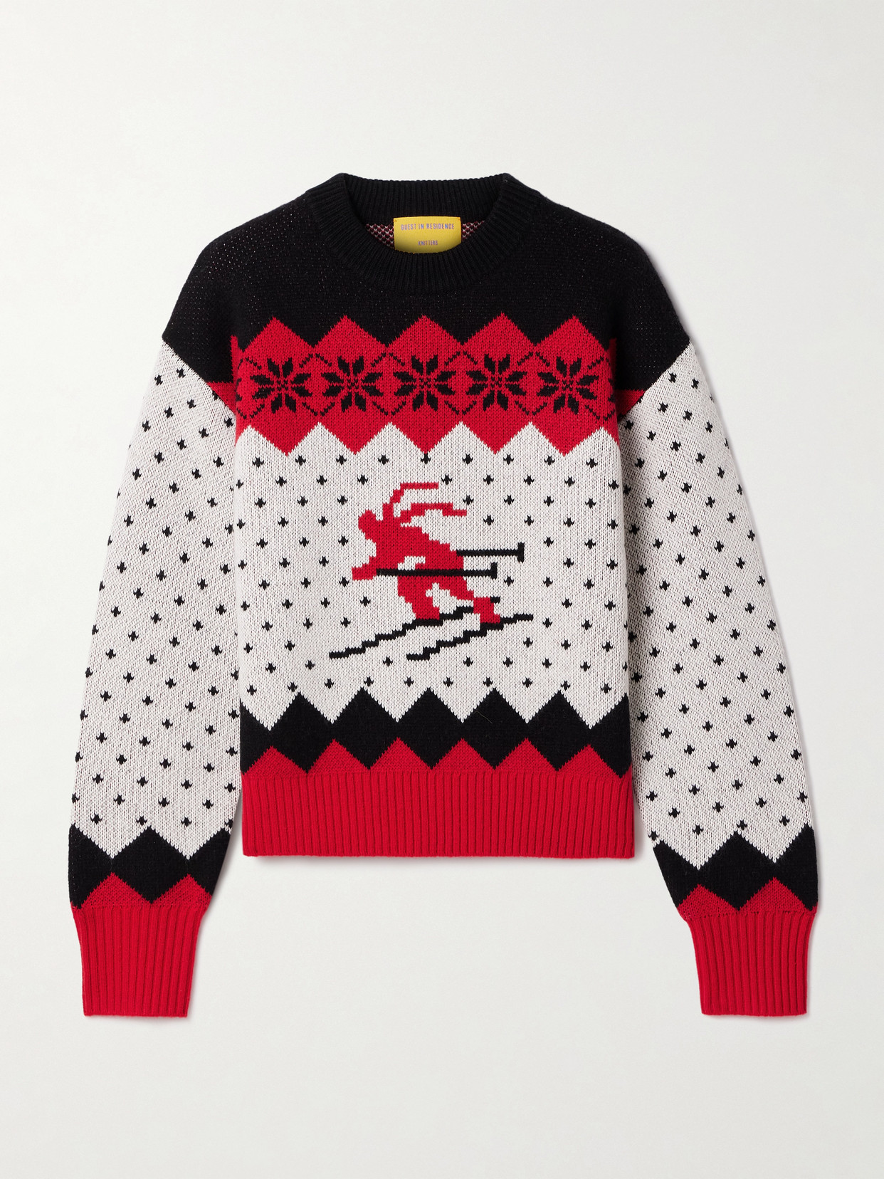 Guest In Residence Downhill Jacquard-knit Wool And Cashmere-blend Sweater In White
