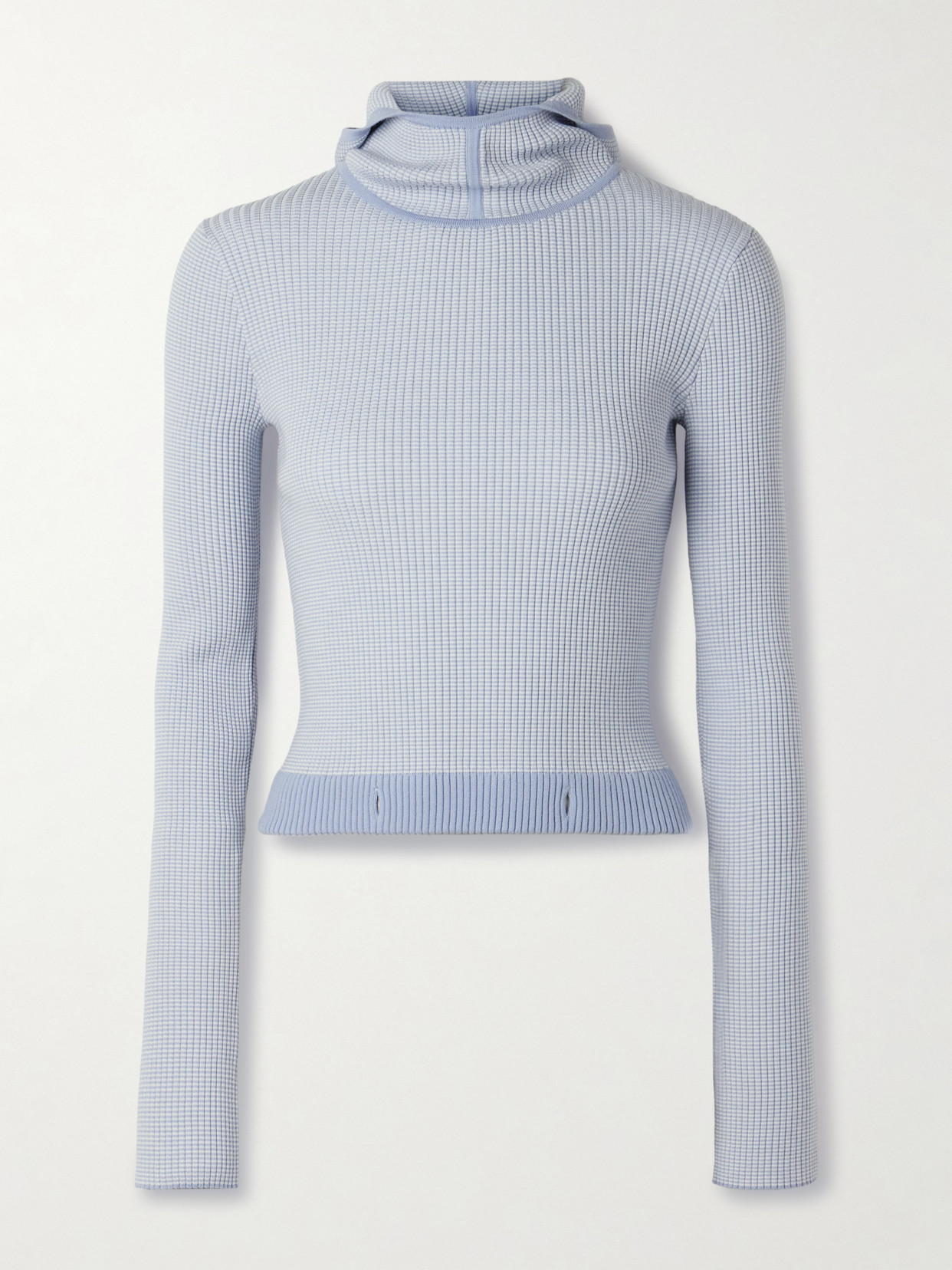 Guest In Residence Speed Skate Ribbed Striped Merino Wool-blend Hoodie In Blue