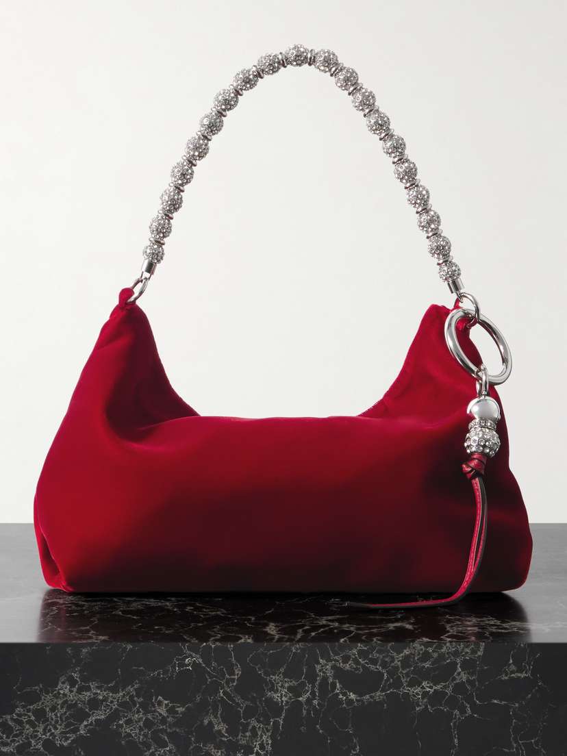 Jimmy Choo Callie Crystal-embellished Velvet Shoulder Bag