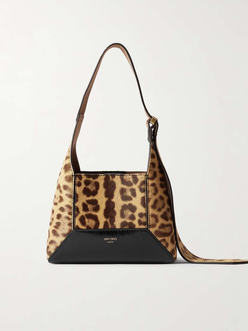 Jimmy Choo Leopard-print Leather-trimmed Pony Hair Shoulder Bag