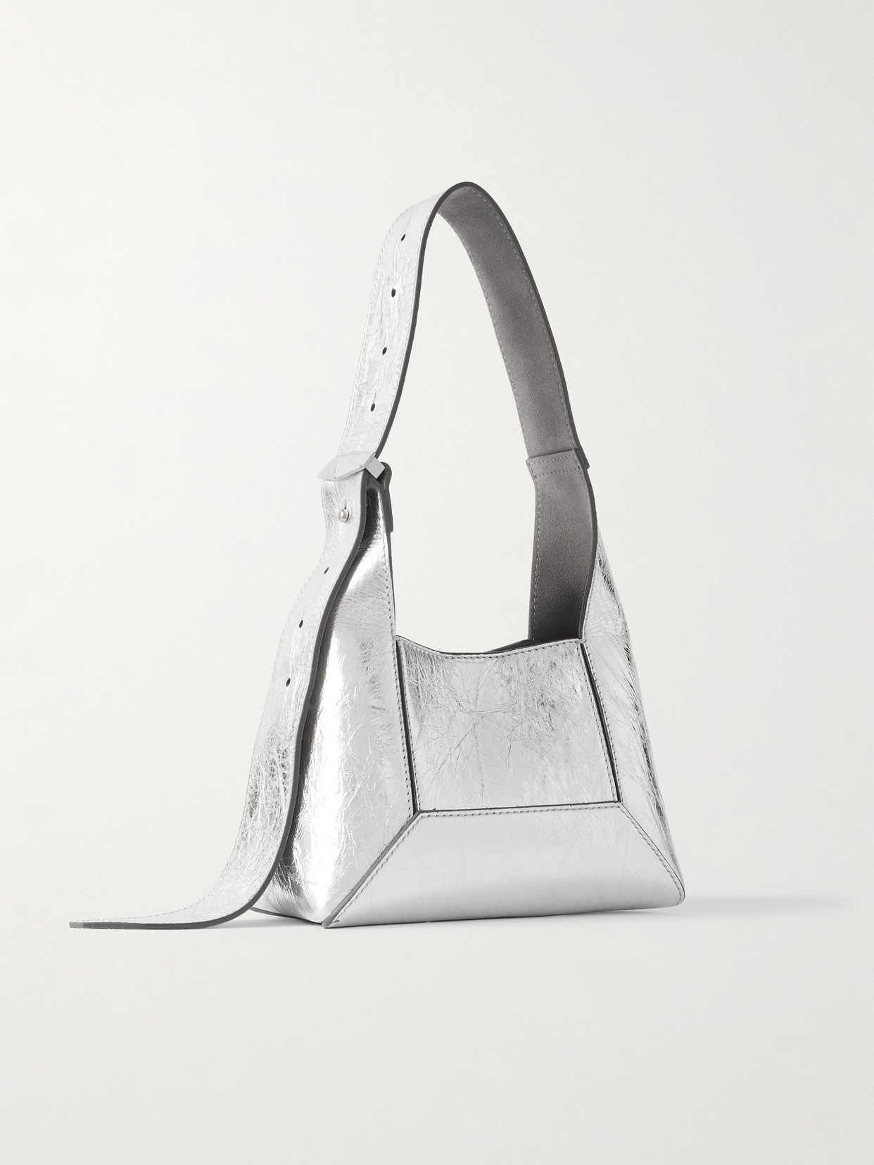 Jimmy Choo Small Diamond Leather Hobo Bag In Silver