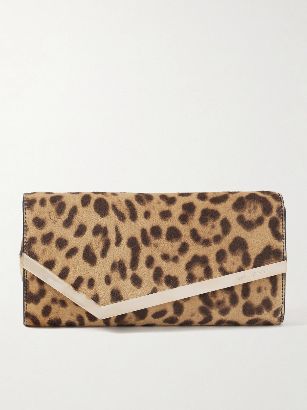 Jimmy Choo Emmie Leopard-print Calf Hair Clutch In Animal Print