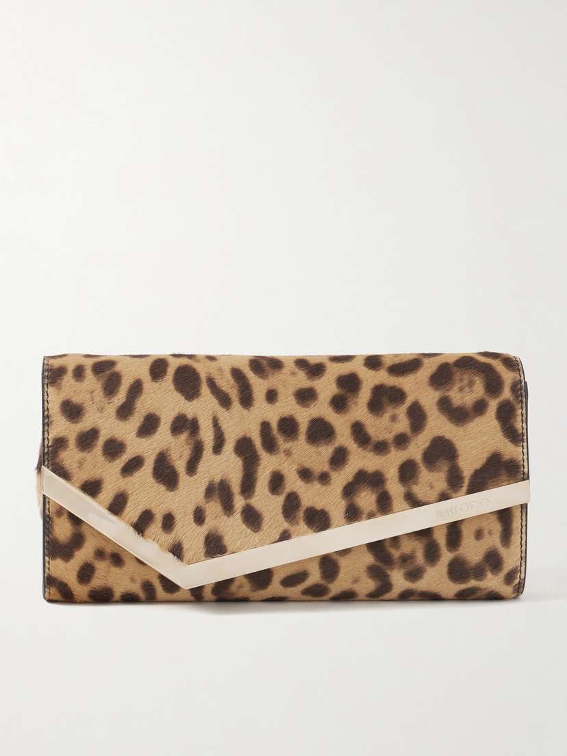 Jimmy Choo Emmie Leopard-print Calf Hair Clutch
