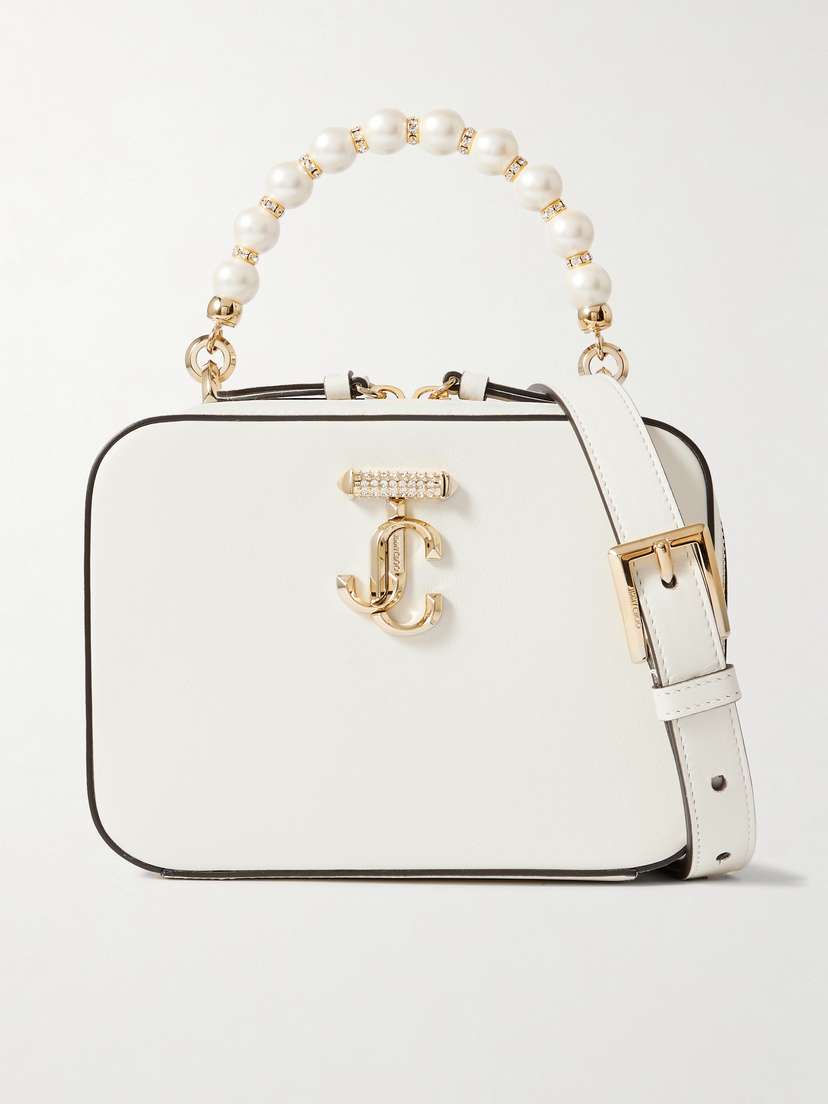 Jimmy Choo Avenue Vanity Embellished Leather Shoulder Bag