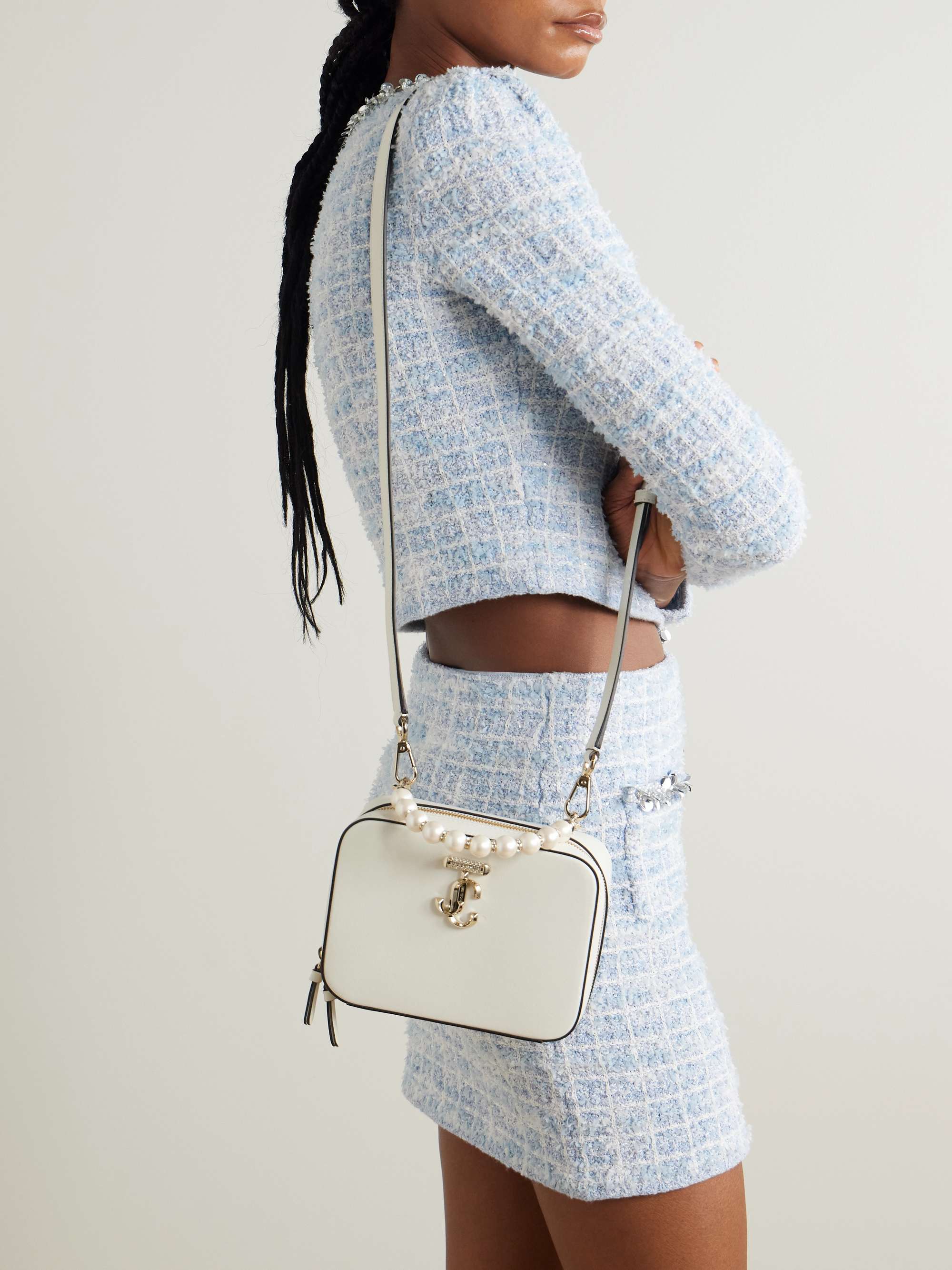 Avenue Vanity embellished leather shoulder bag - white - One Size