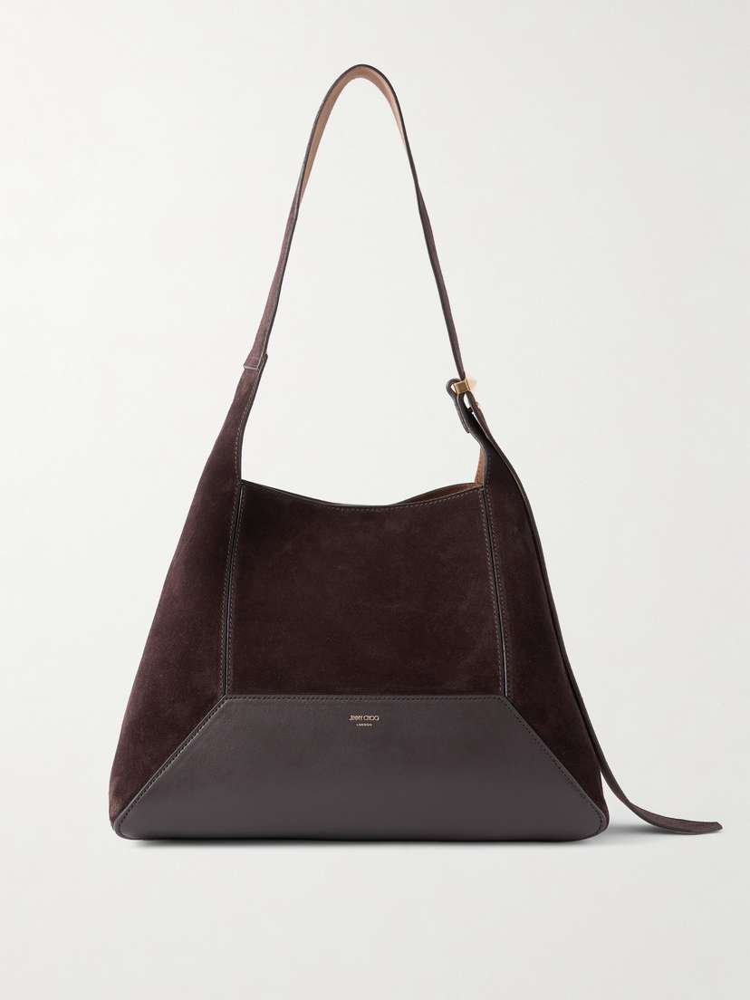 Jimmy Choo Diamond Medium Leather-paneled Suede Shoulder Bag