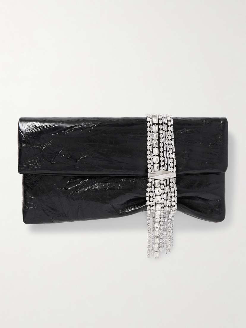 Jimmy Choo Zandra Embellished Crinkled-leather Clutch