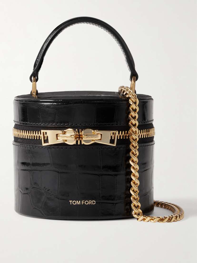 Tom Ford Audrey Mini Croc-effect Patent-leather Bucket Bag