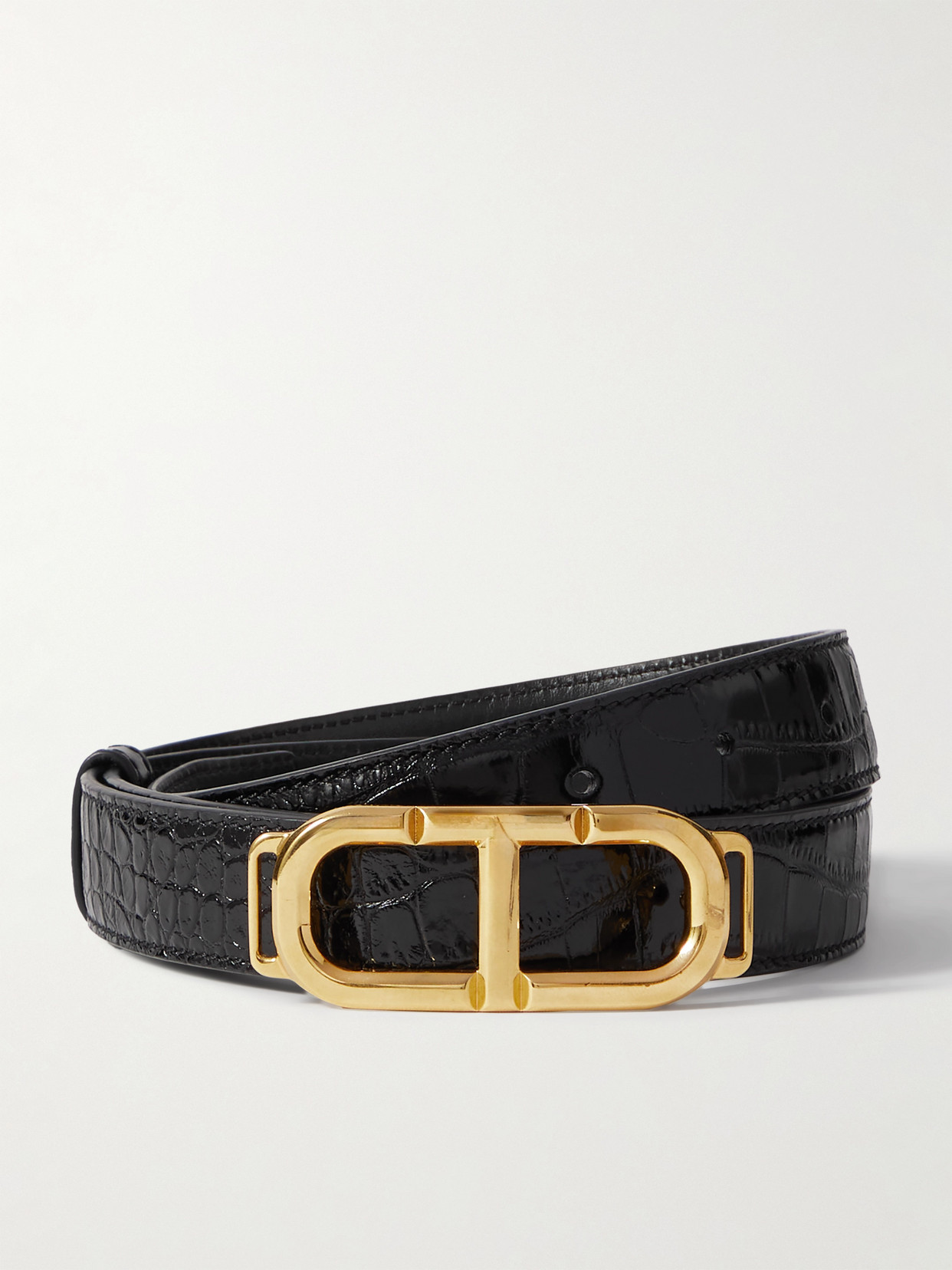 Tom Ford Whitney Croc-effect Leather Belt In Black