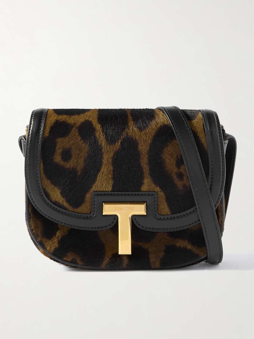 Tom Ford Wallis Leather-trimmed Leopard-print Calf Hair Shoulder Bag
