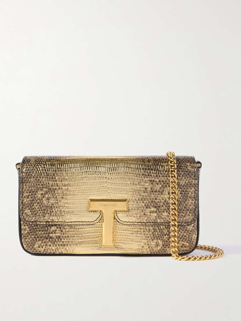 Tom Ford Wallis Metallic Snake-effect Leather Shoulder Bag