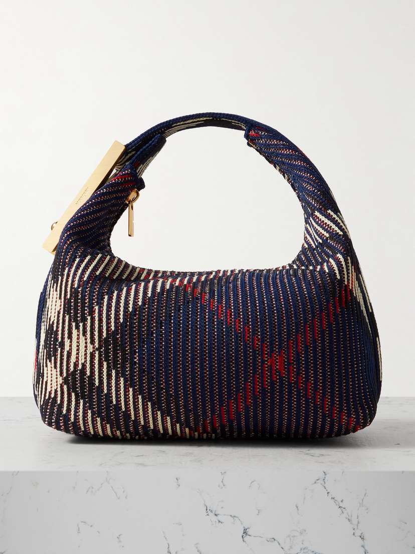 Burberry Ribbed Embellished Jacquard-knit Tote