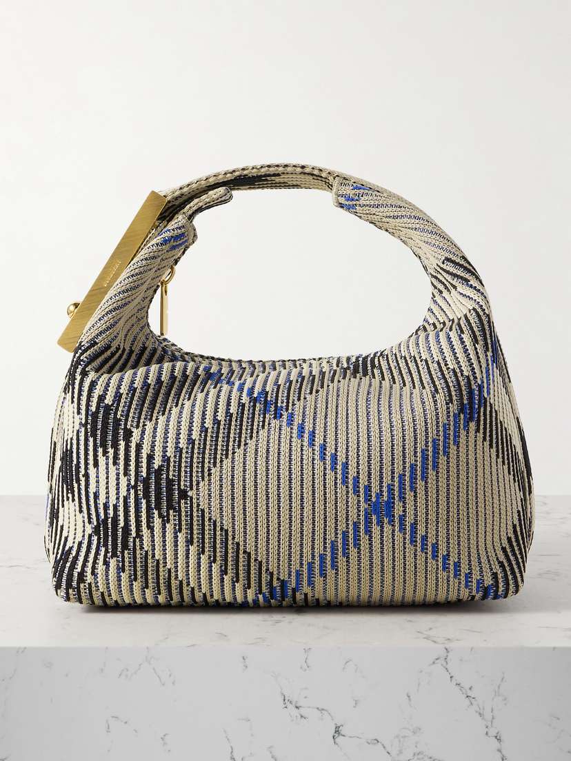 Burberry Ribbed Embellished Jacquard-knit Tote
