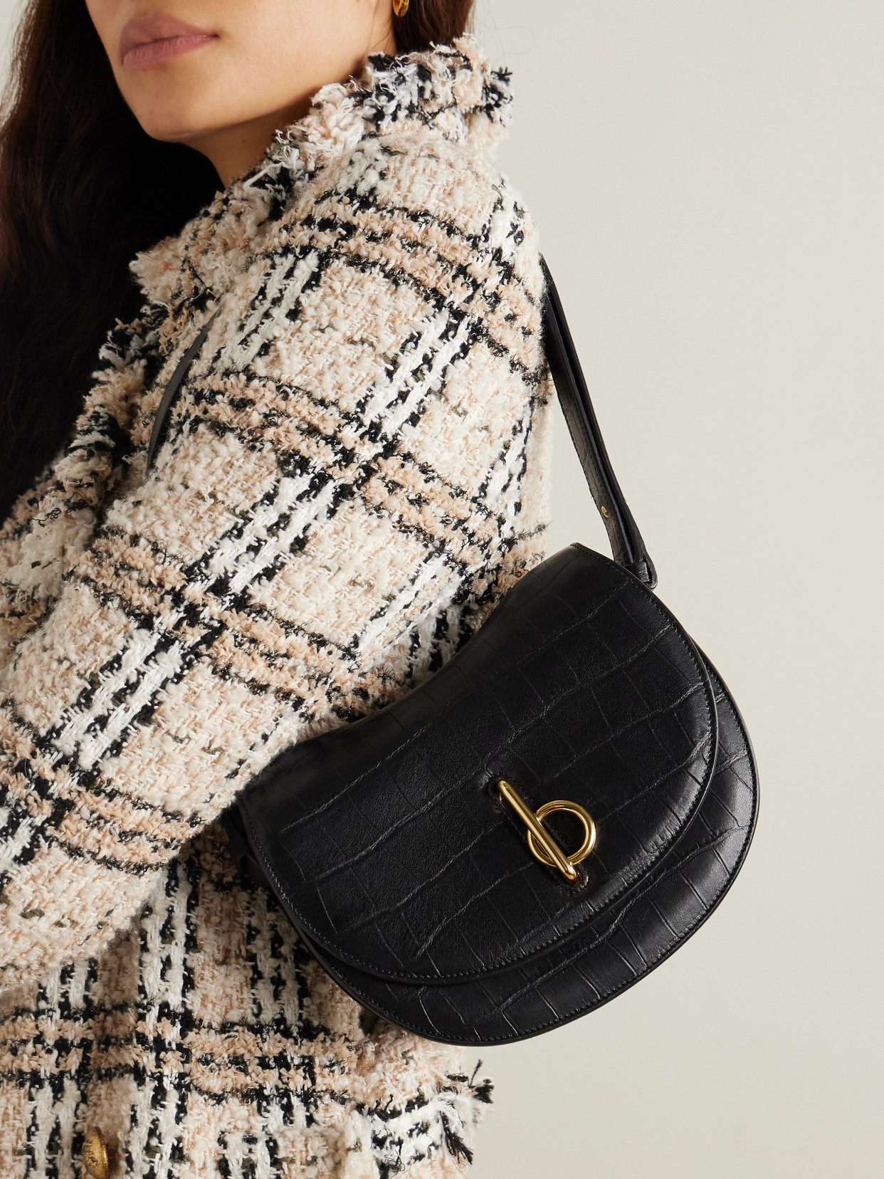 Burberry Croc-effect Leather Shoulder Bag In Unknown