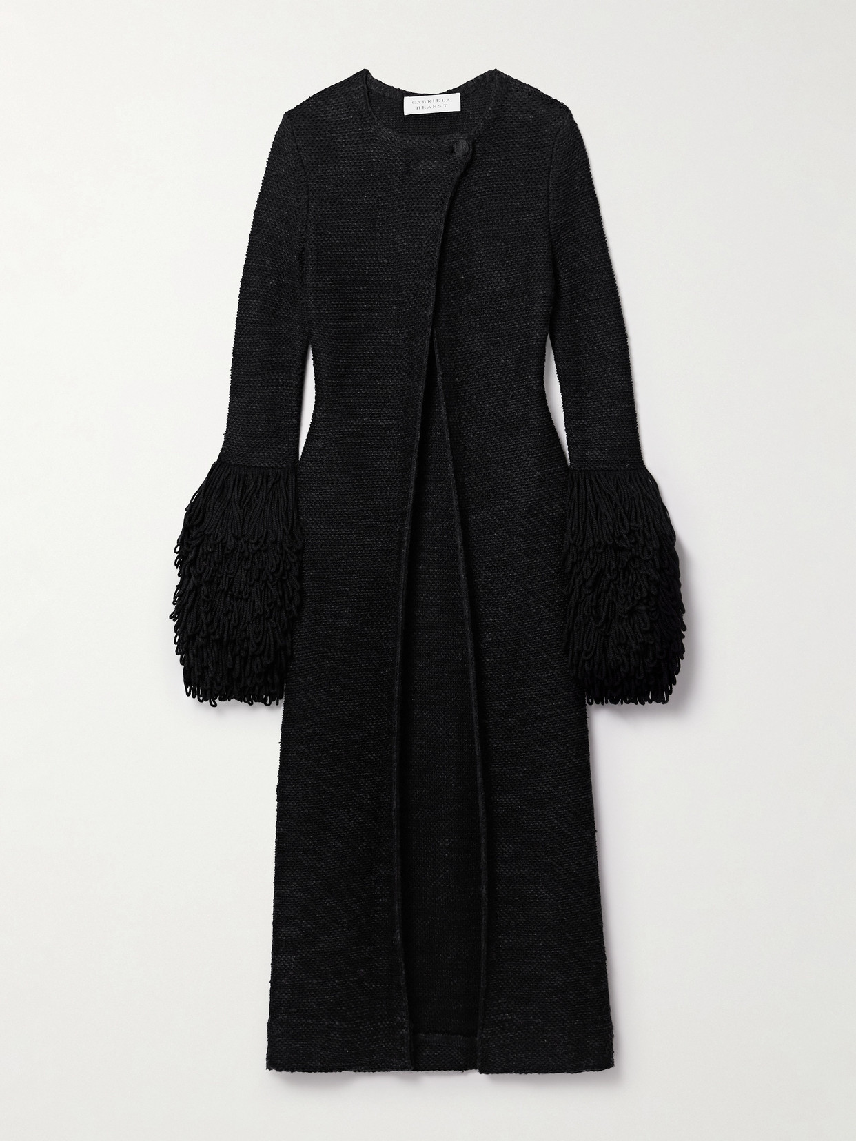 Gabriela Hearst Elete Fringed Cashmere And Silk-blend Coat In Black
