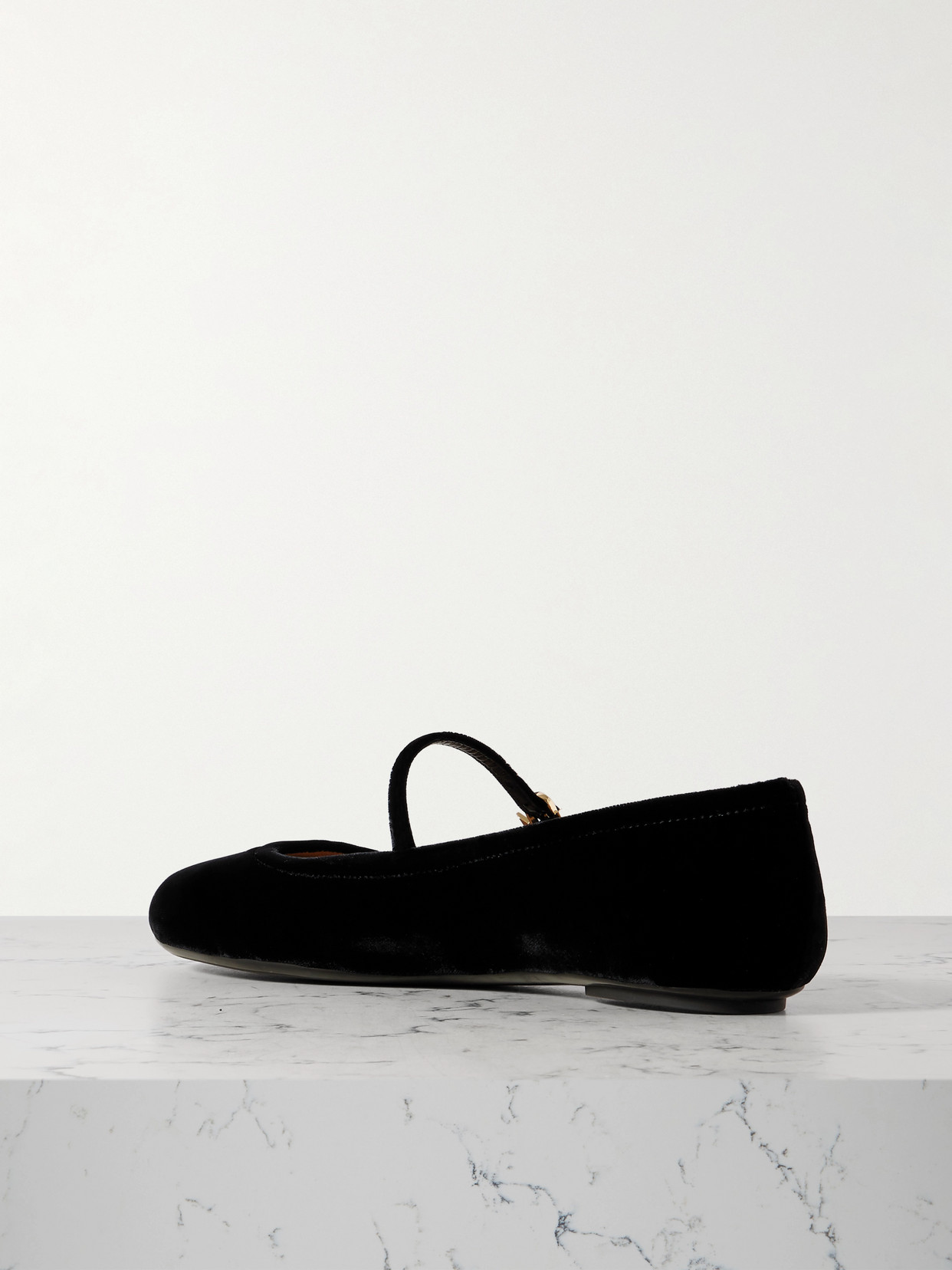 Gianvito Rossi Carla Leather Mary Jane Ballet Flats In Black