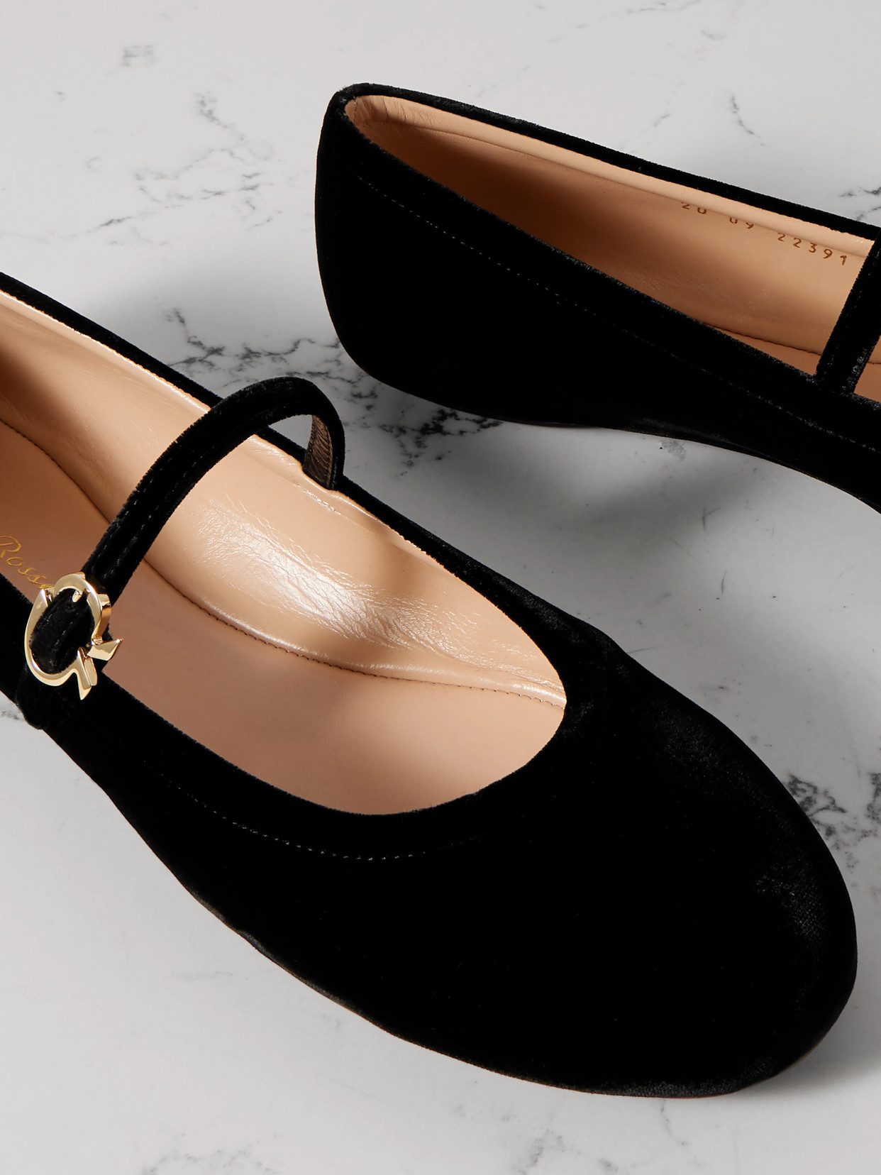 Gianvito Rossi Carla Leather Mary Jane Ballet Flats In Black