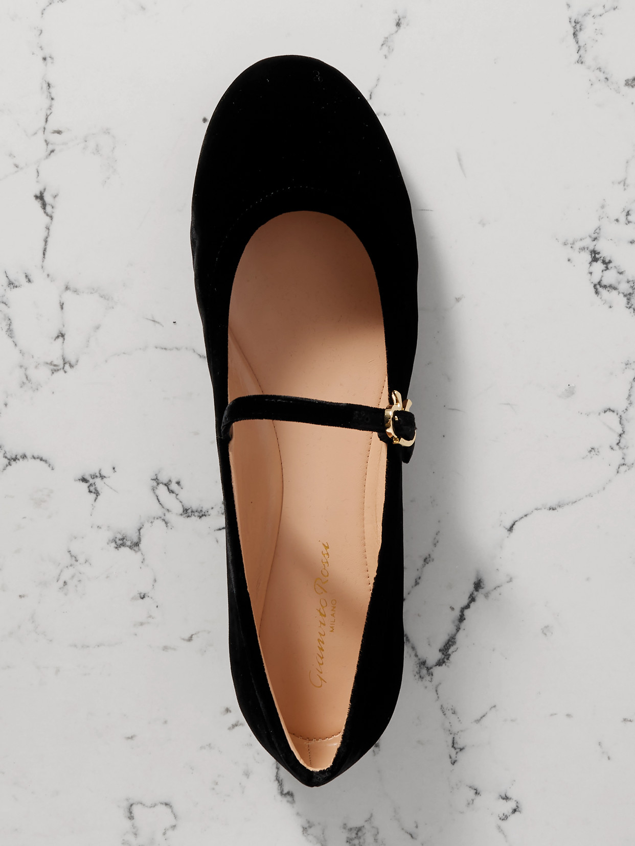 Gianvito Rossi Carla Leather Mary Jane Ballet Flats In Black