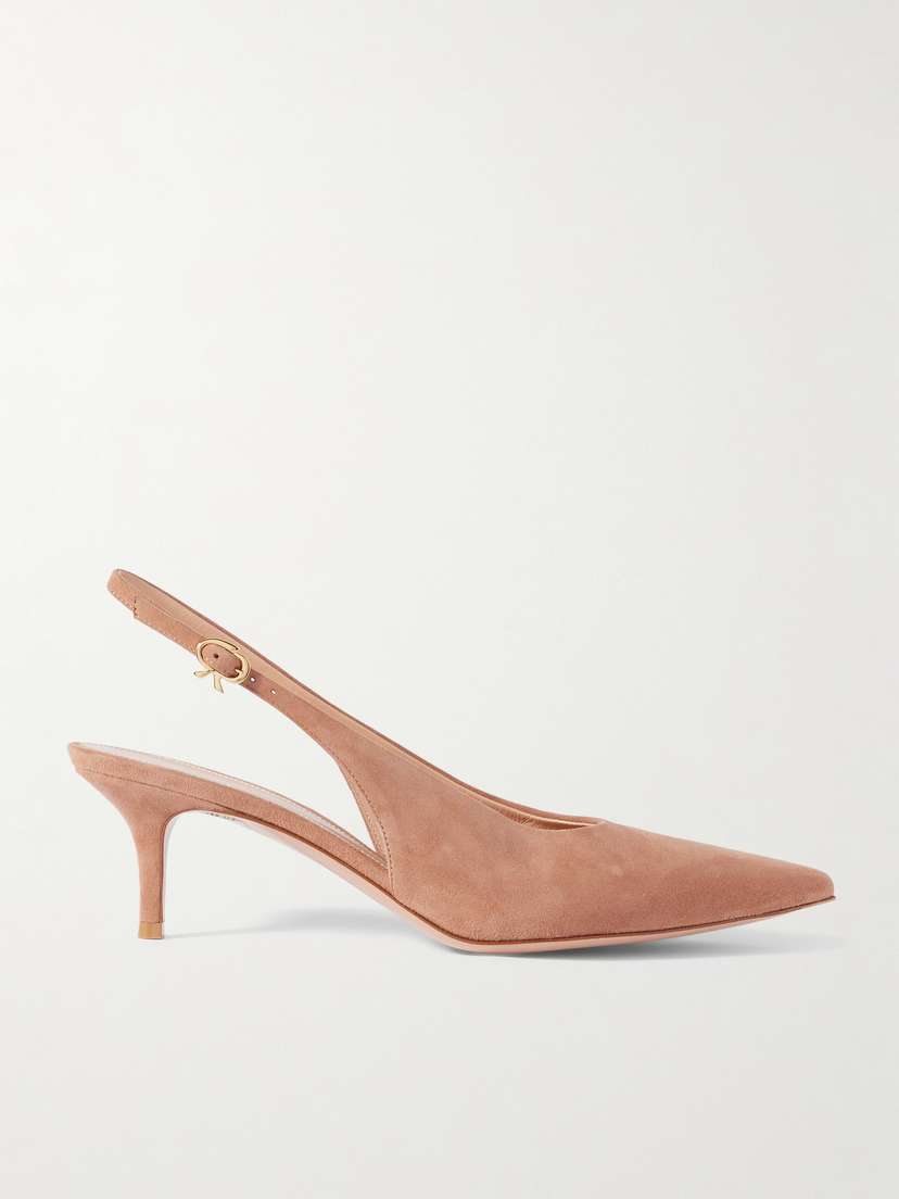 Gianvito Rossi Robbie 45 Suede Slingback Pumps