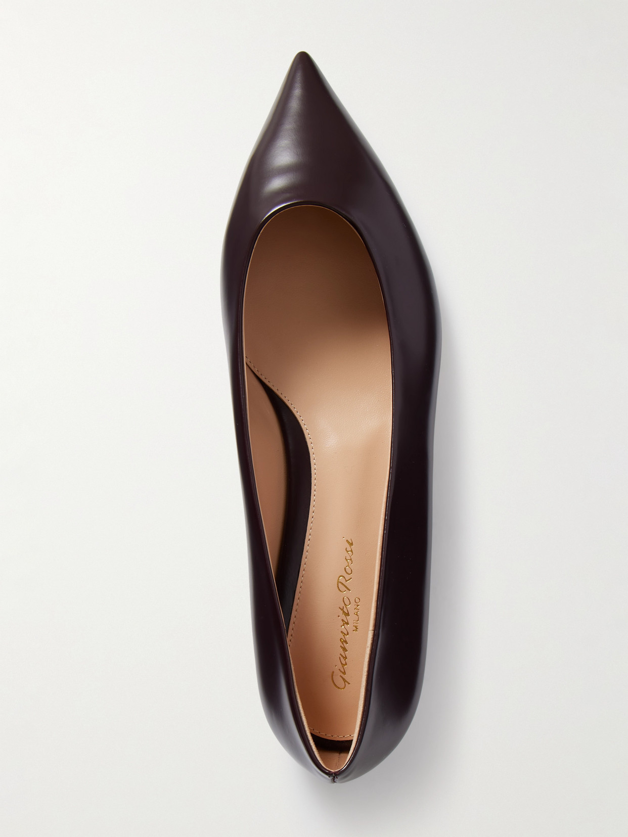 GIANVITO ROSSI ROBBIE GLOSSED-LEATHER BALLET FLATS