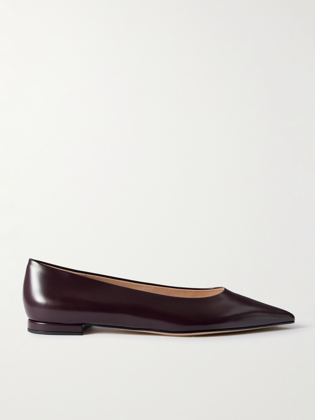 Gianvito Rossi Tokio Glossed-leather Ballet Flats In Burgundy