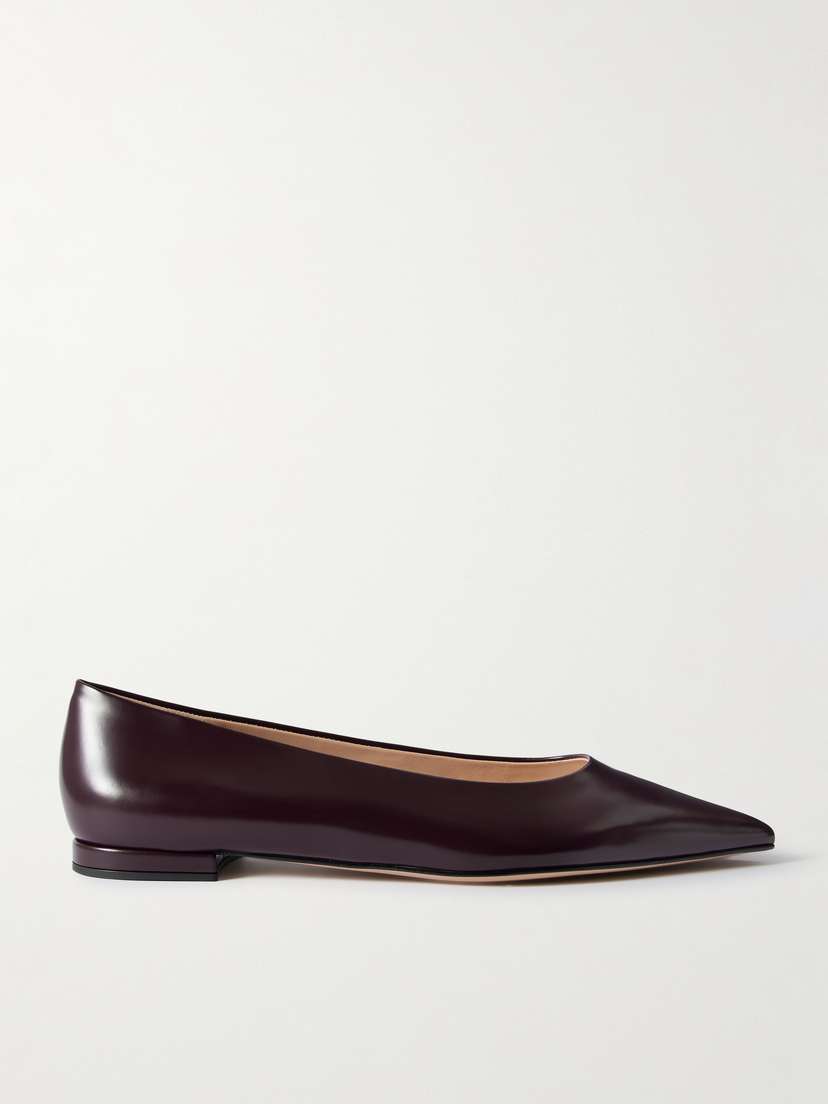 Gianvito Rossi Robbie Glossed-leather Ballet Flats