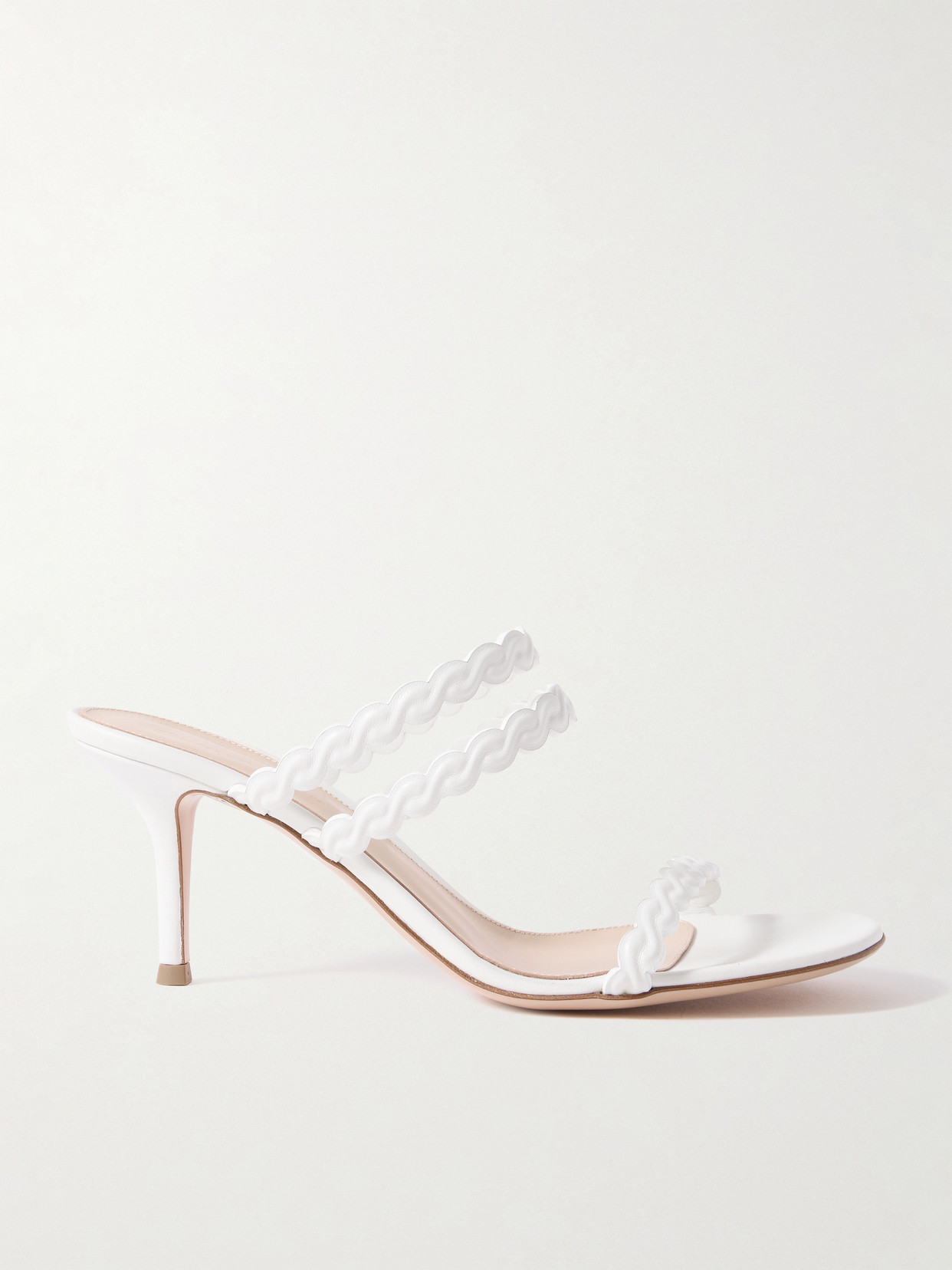 Gianvito Rossi 75 Leather Mules In White