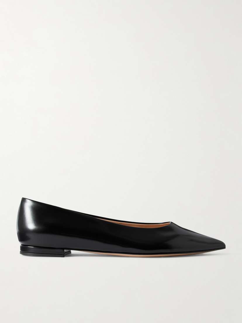 Gianvito Rossi Robbie Glossed-leather Ballet Flats