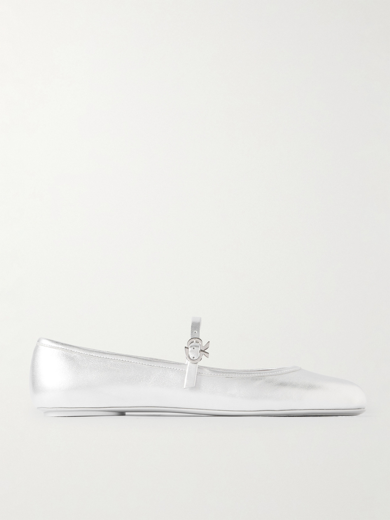 Gianvito Rossi Carla Metallic Leather Mary Jane Flats In Silver