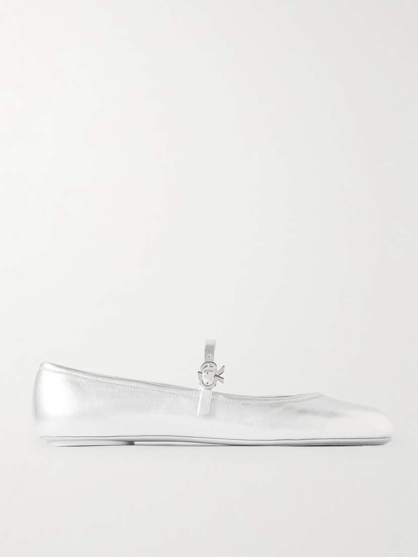 Gianvito Rossi Carla Metallic Leather Mary Jane Flats