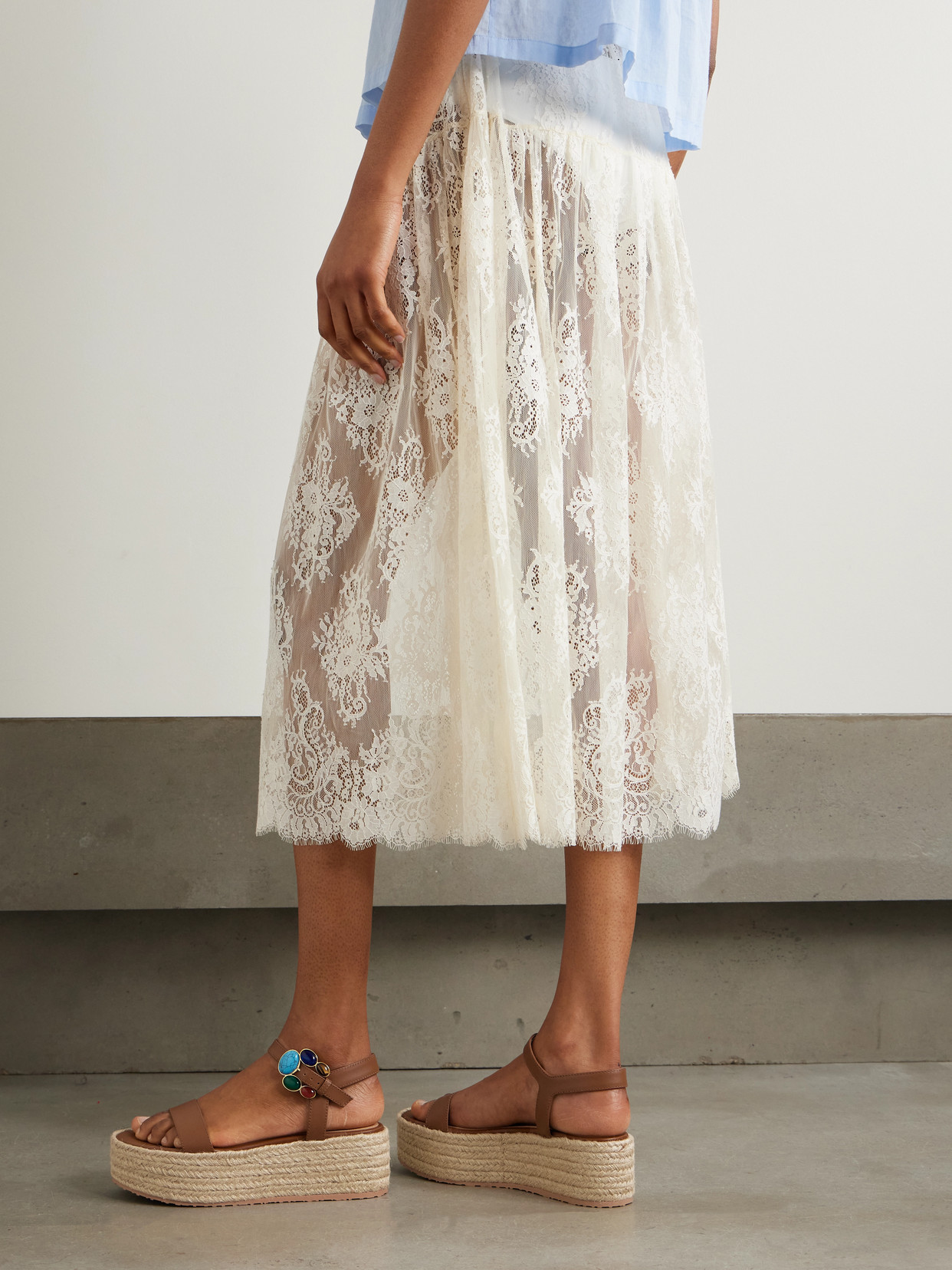 40 Embellished Leather Platform Espadrille Sandals